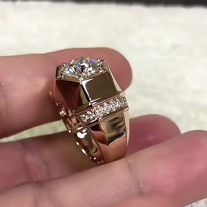 3ct Round Cut White Sapphire Men's Engagement Ring