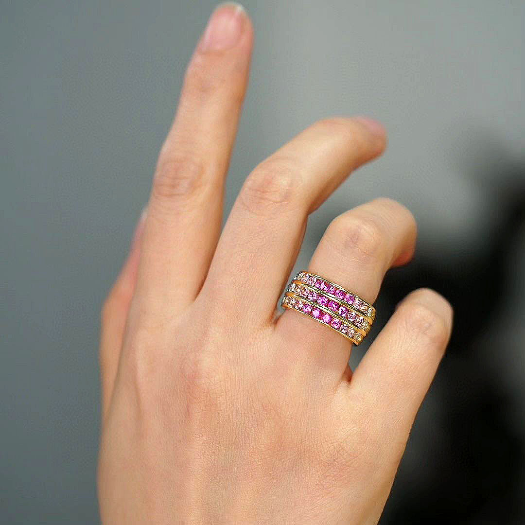 7.85ct Round Cut Rainbow Sapphire Eternity Ring