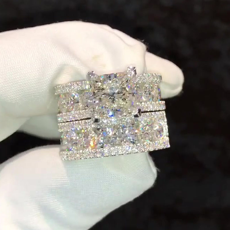 3ct Princess Cut White Sapphire Wedding Set