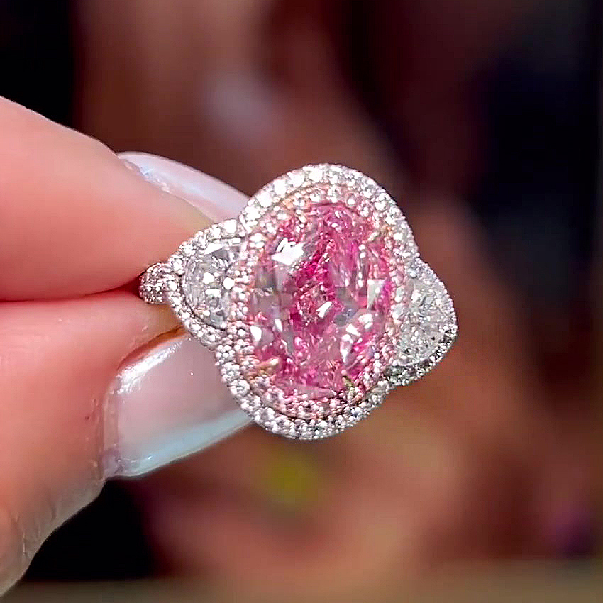 6ct Oval Cut Pink Sapphire Engagement Ring