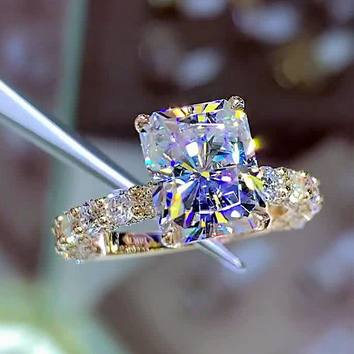 5ct Radiant Cut White Sapphire Engagement Ring