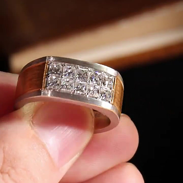 2.5ct Princess Cut White Sapphire Men's Engagement Ring