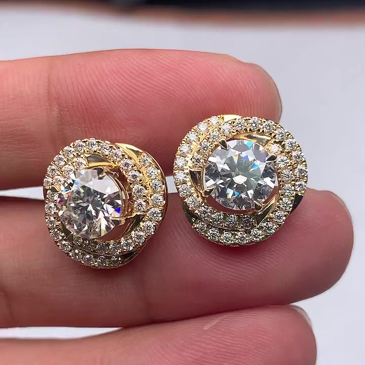 Round Cut White Sapphire Drop Earrings