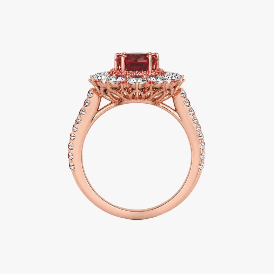 Original Design - 3ct Oval Cut Ruby Sapphire & White Moissanite Engagement Ring