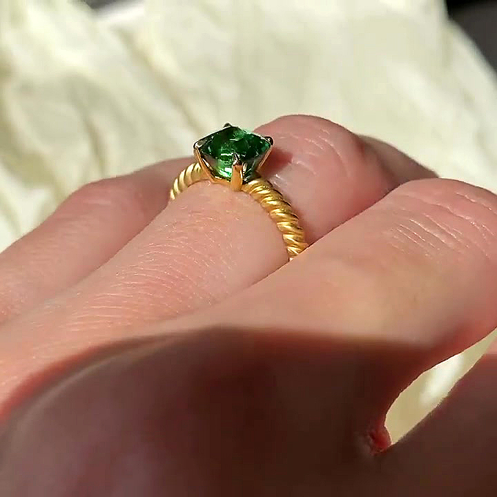 3ct Cushion Cut Emerald Sapphire Engagement Ring