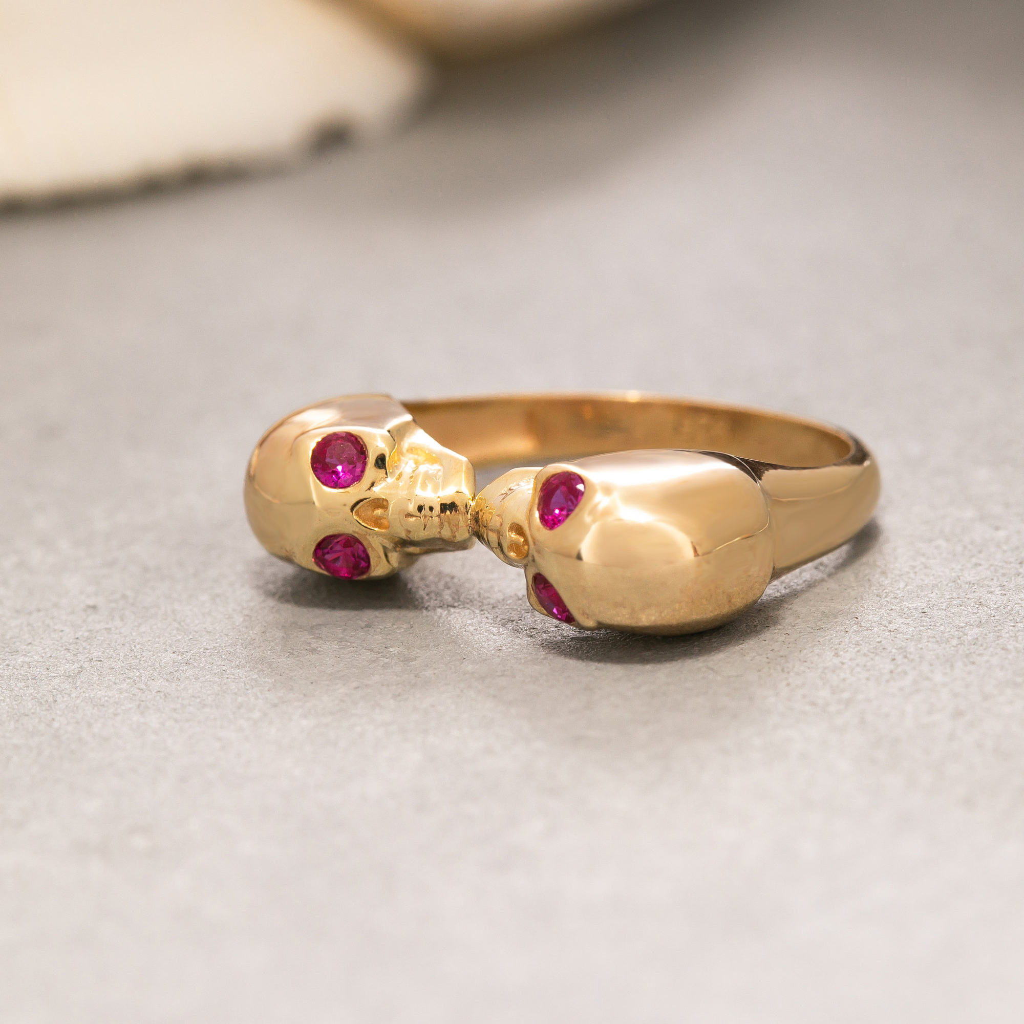 1ct Special design Round Cut Ruby Skull Ring