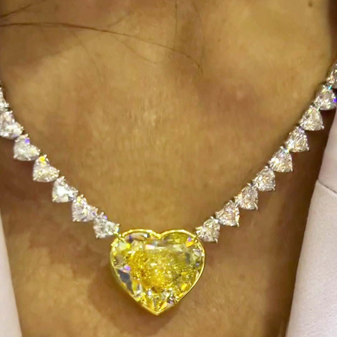 Two-tone Heart Cut Yellow Sapphire Necklace