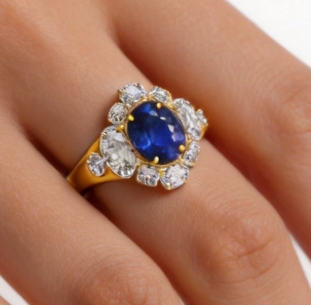 Original Design - 2ct Oval Cut Blue Sapphire Engagement Ring