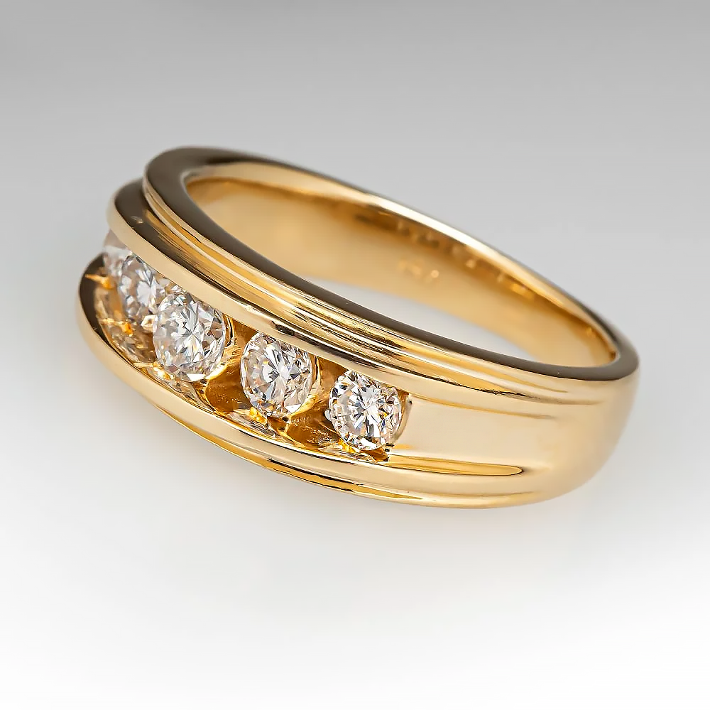 1.25ct Round Cut Diamond&Amethyst Mens Band Ring