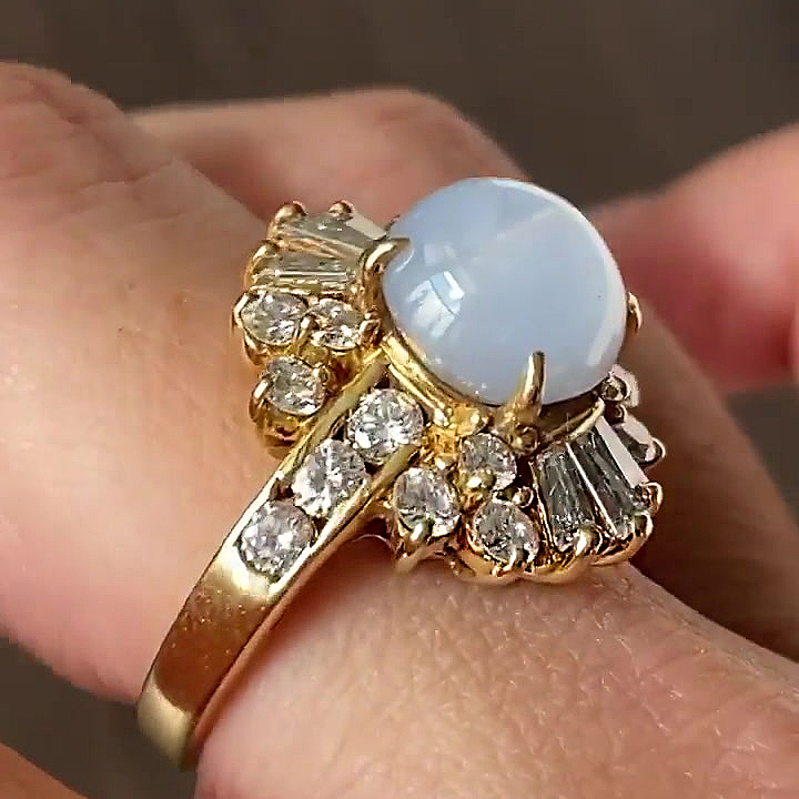 6ct Round Cut Opal Sapphire Engagement Ring