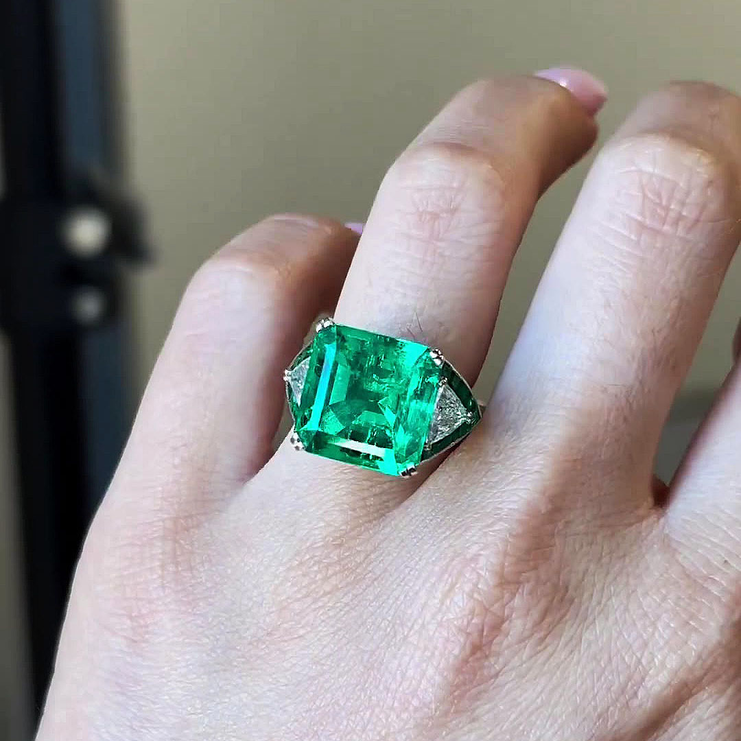 6ct Radiant Cut Emerald Sapphire Engagement Ring