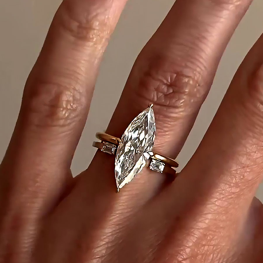 4ct Marquise Cut White Sapphire Wedding Set