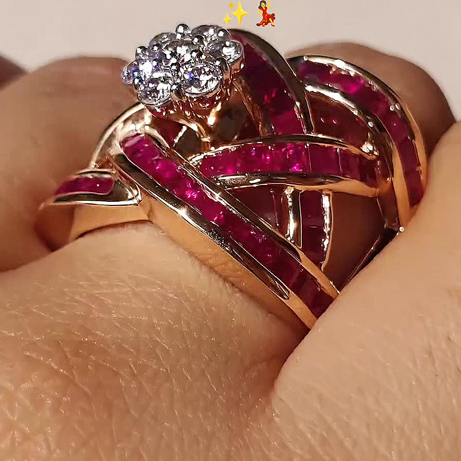 1.5ct Round Cut Ruby Sapphire Cocktail Ring