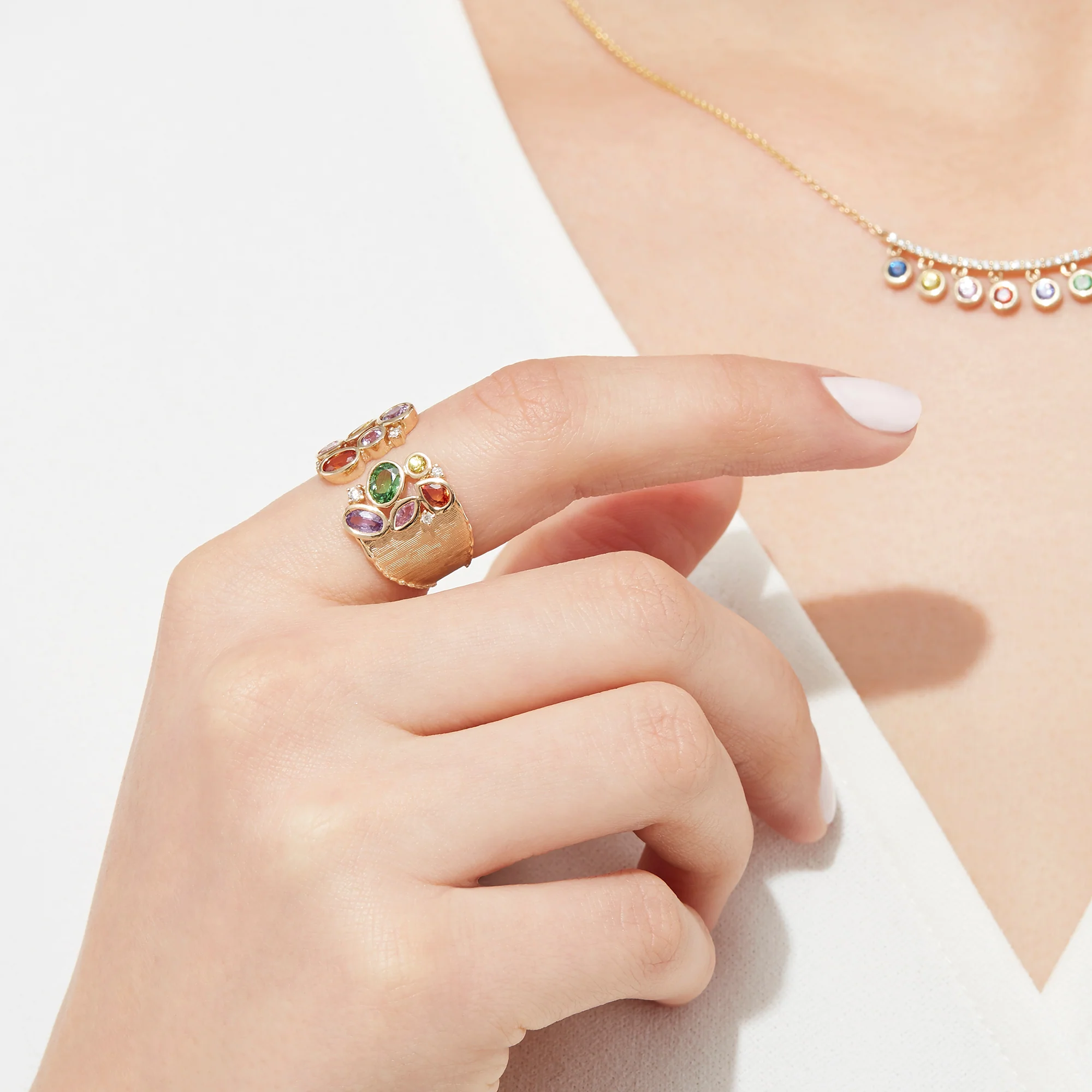 2.46ct Oval cut  Multi Sapphire Ring