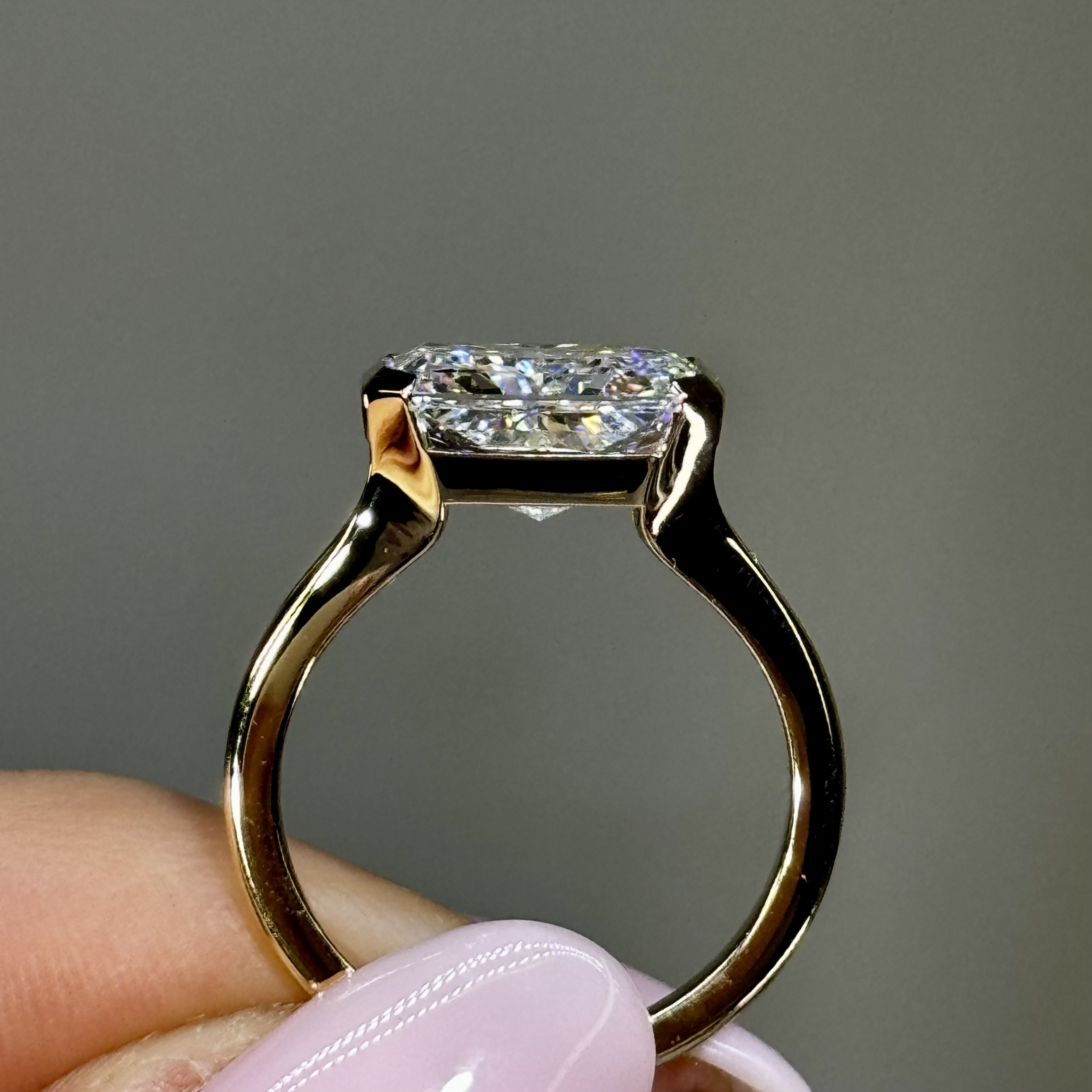 4.05ct Radiant Cut White Sapphire Engagement Ring