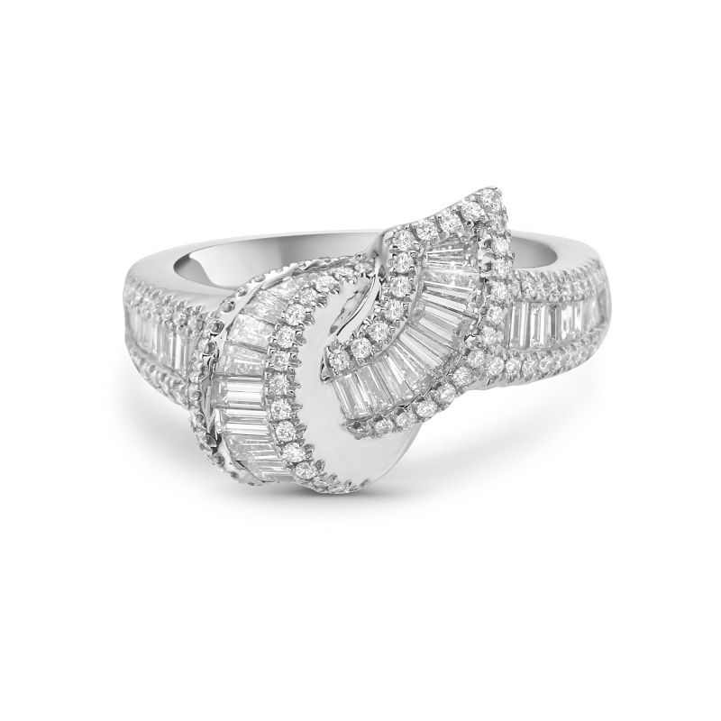 Fashion 7.25ctw Baguette Cut Green / White Sapphire Tight Knot Wedding Band(2 Color Options)