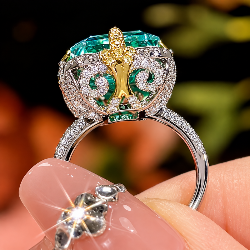 3.25ct Radiant Cut Paraiba Sapphire Halo Cocktail Ring