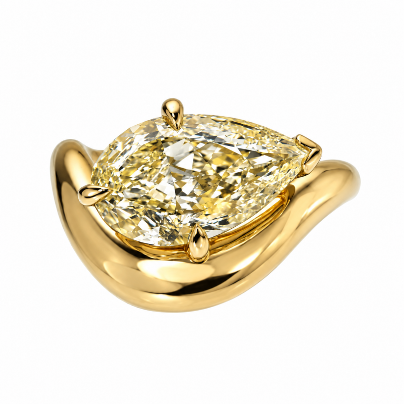 2.75ct Pear Cut Yellow Sapphire Solitaire Engagement Ring