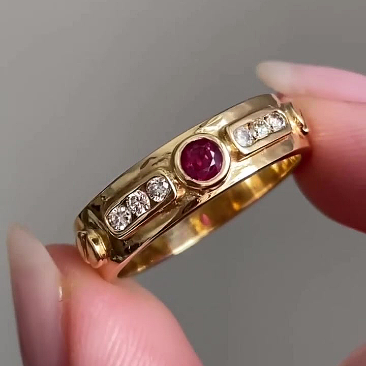 1ct Round Cut Ruby Sapphire Engagement Ring