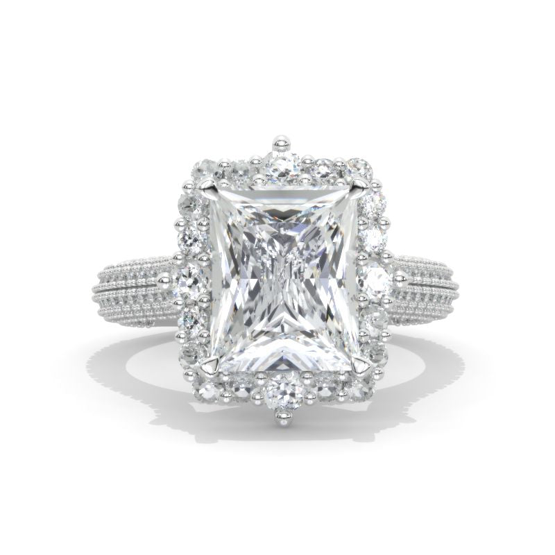 2ct Vintage Radiant Cut White Sapphire Engagement Ring