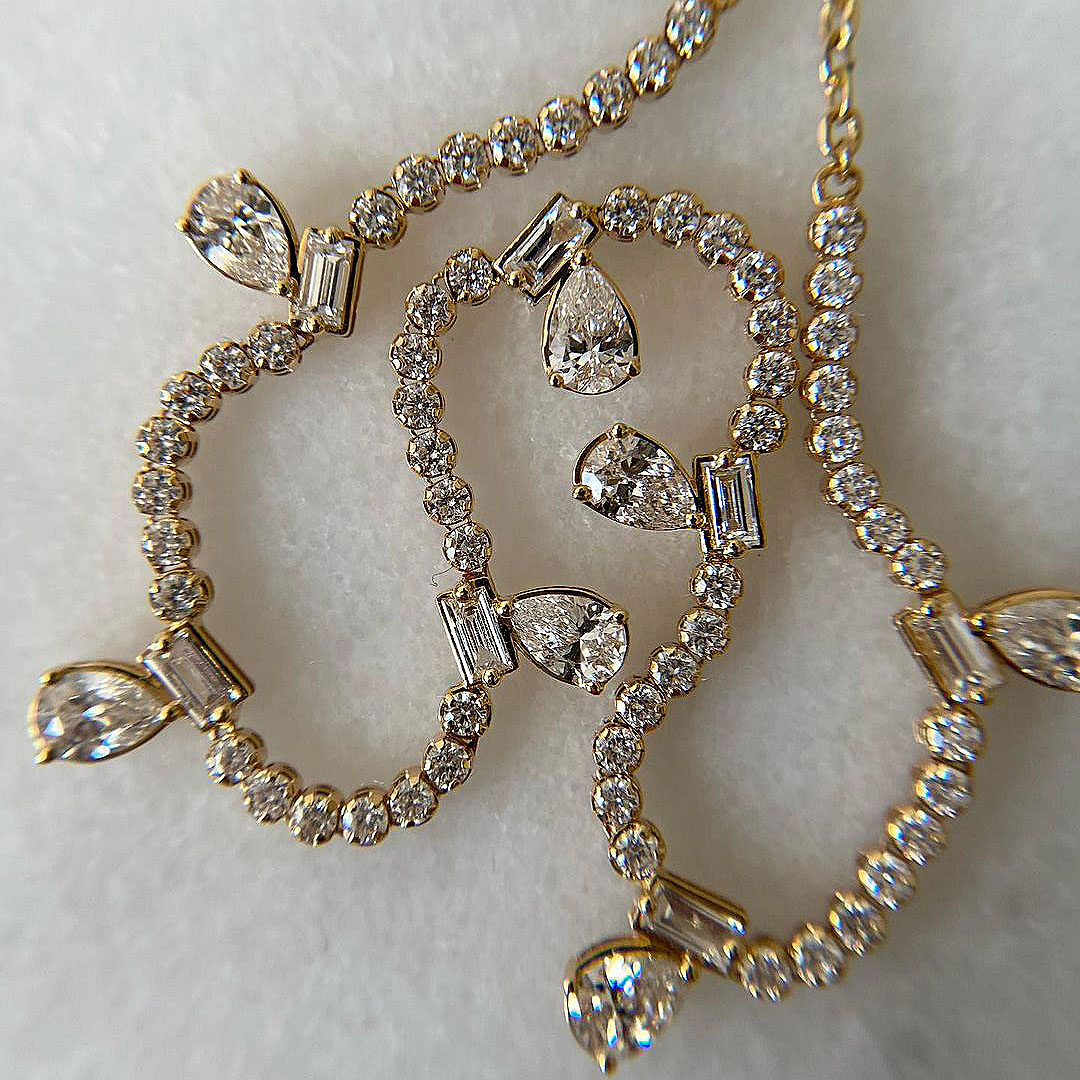 Irregular Cut White Sapphire Necklace