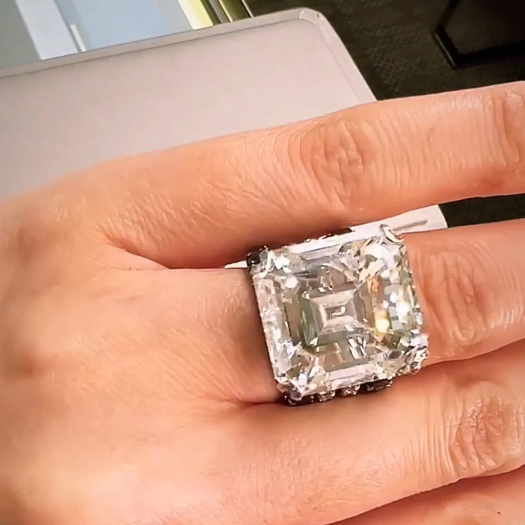 15ct Asscher Cut White Sapphire Wedding Set/3pcs