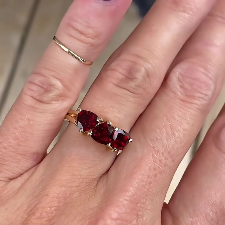 3.25ct Trilliant Cut Ruby Sapphire Eternity Ring