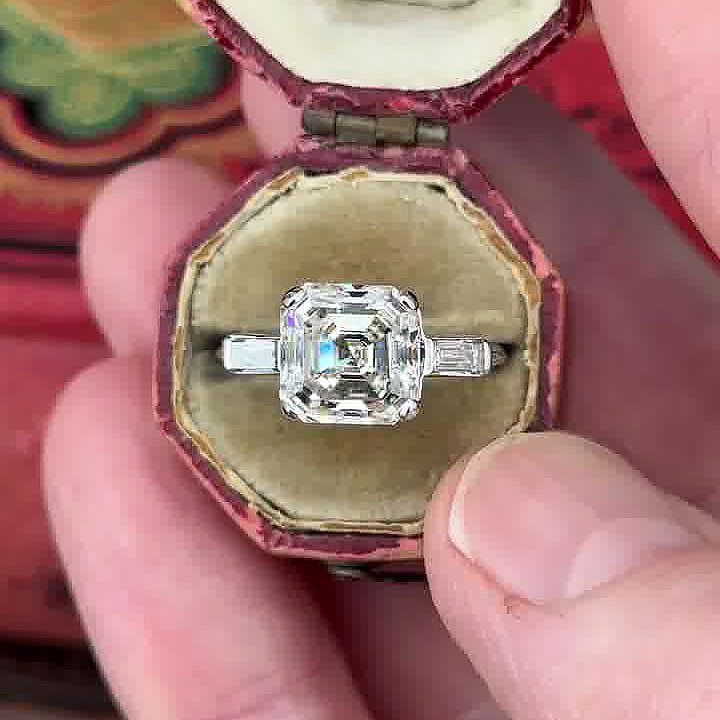 3ct Asscher Cut White Sapphire Engagement Ring