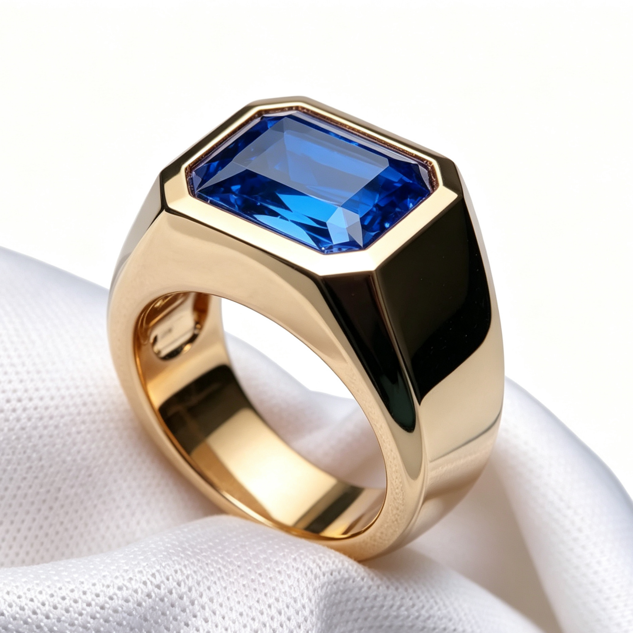5ct Emerald Cut Blue / Emerald Sapphire Men's Engagement Ring (2 Material Options)