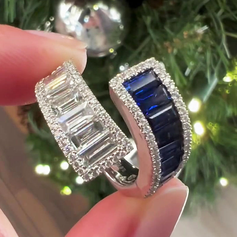 2.5ct Bypass Design Two tone Sapphire&Diamond Eternity Ring