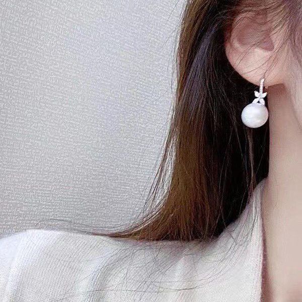 Round&Marquise Cut Pearl Drop Earrings