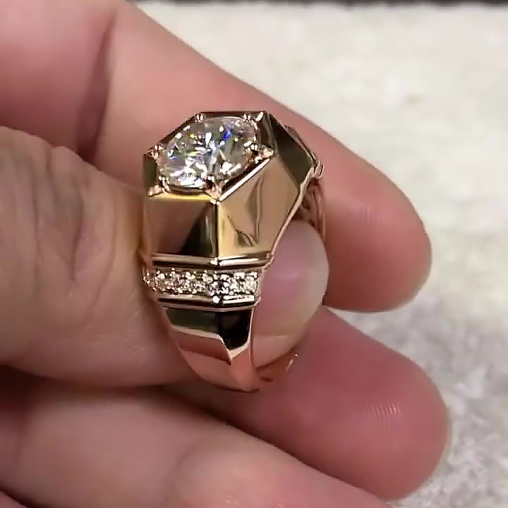 3ct Round Cut White Sapphire Men's Engagement Ring