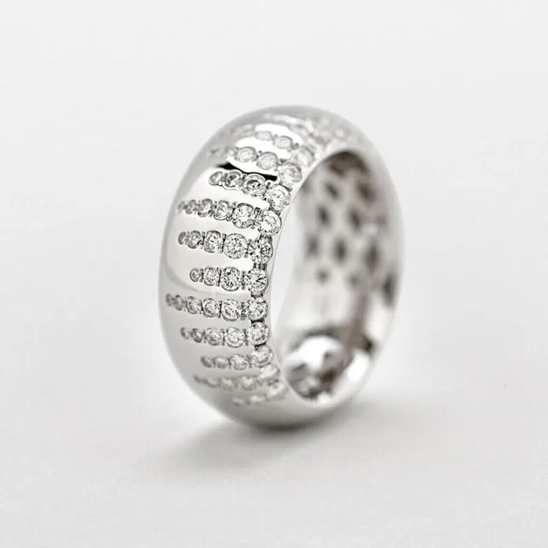 Flush Setting 1.7ct Scattered Diamond Wedding Band