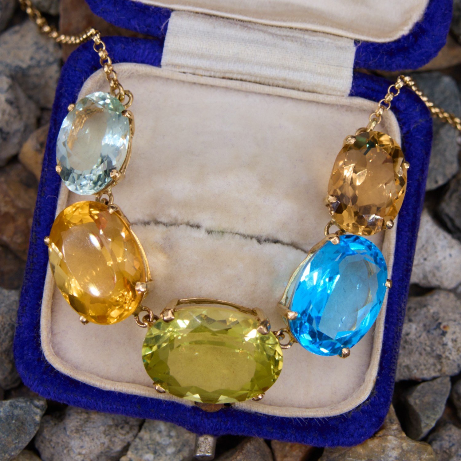 Oval Cut Rainbow Sapphire Pendant Necklace