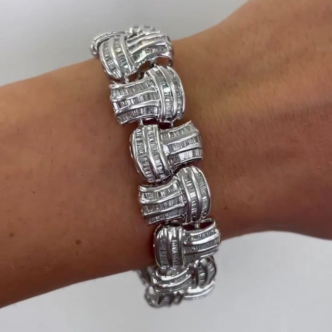 Stunning Tapered Baguette Cut Diamond Bracelet