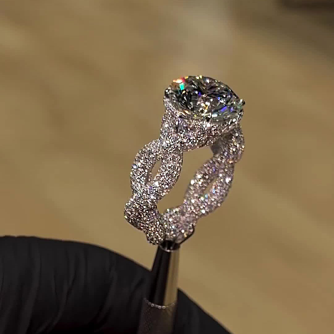 4ct Round Cut Black Sapphire Engagement Ring