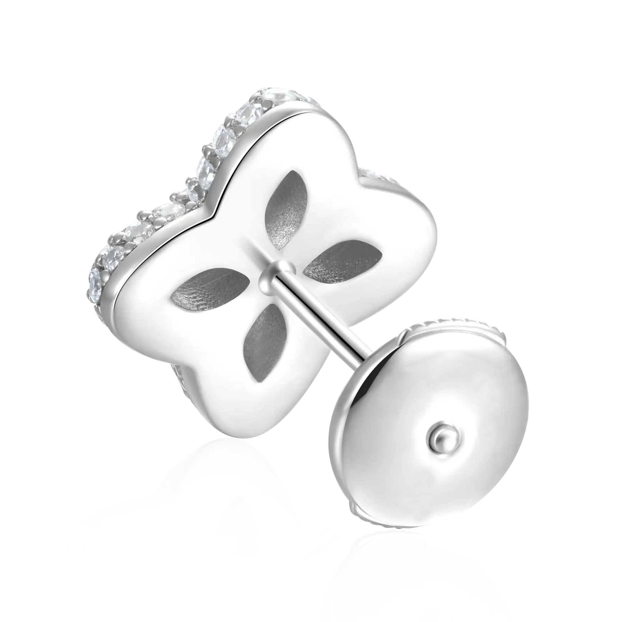 Clover Design Emerald&Diamond Men's Stud Earrings