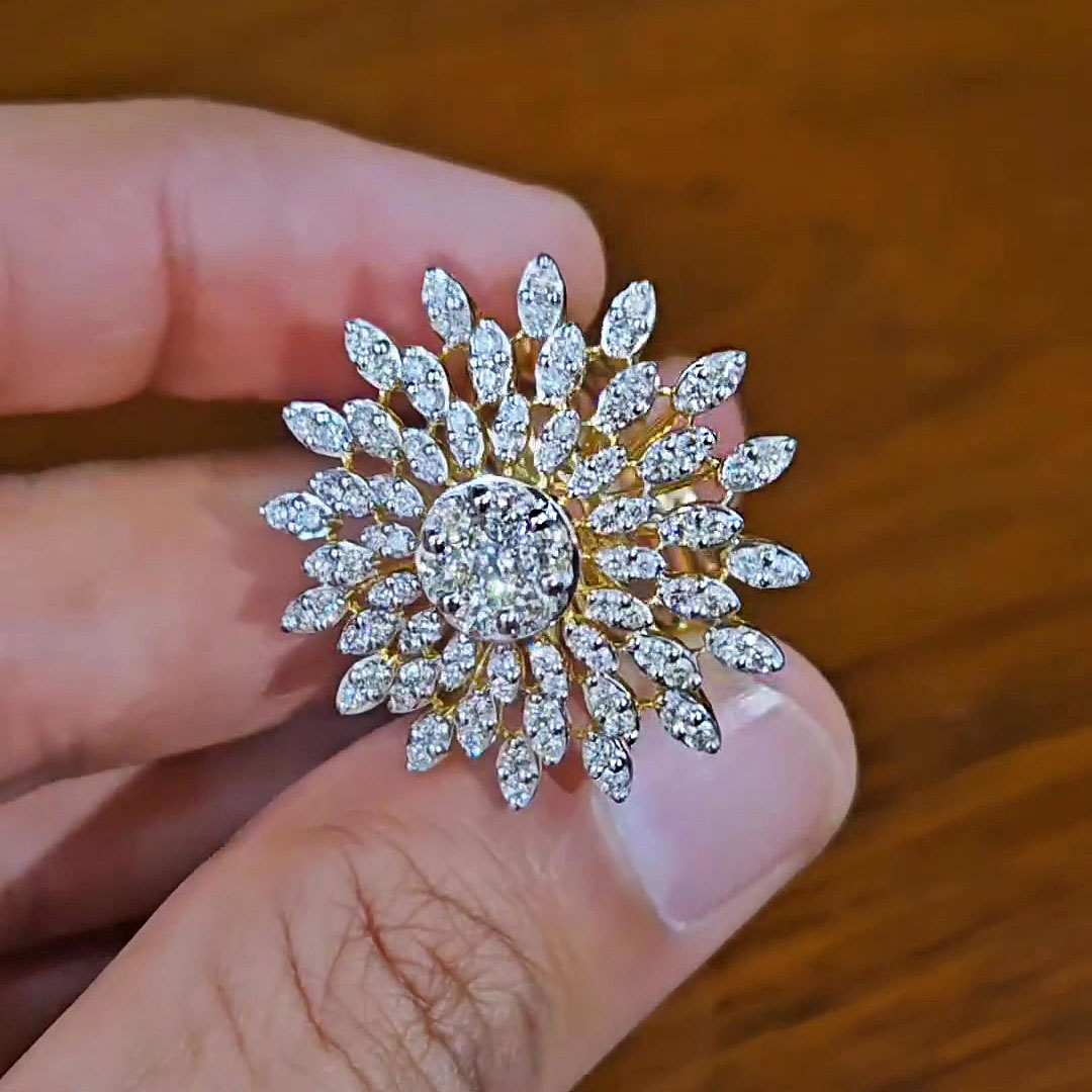 6.25ct Art Deco Round&Marquise Cut White Sapphire Cocktail Ring