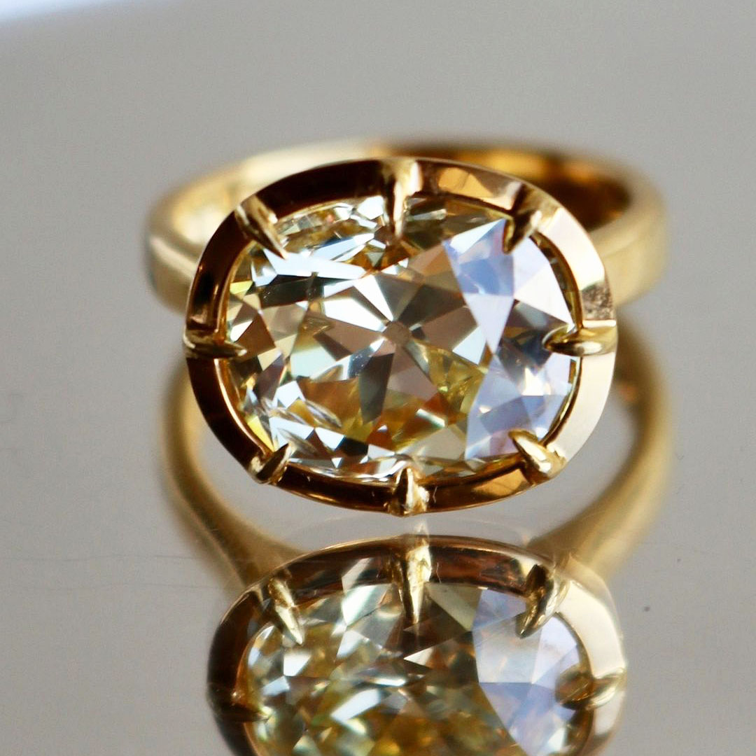 6ct Cushion Cut Yellow Sapphire Engagement Ring