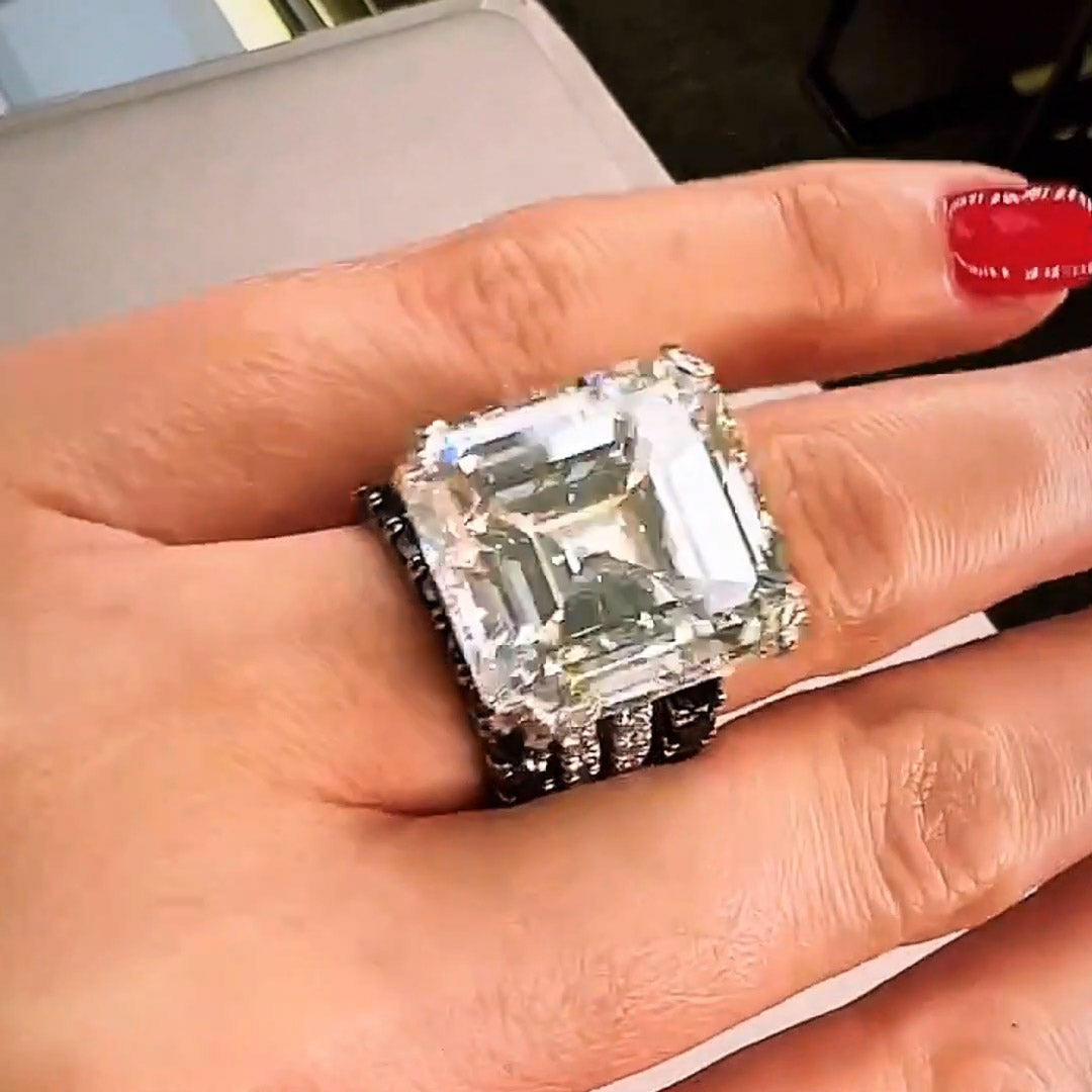 15ct Asscher Cut White Sapphire Wedding Set/3pcs