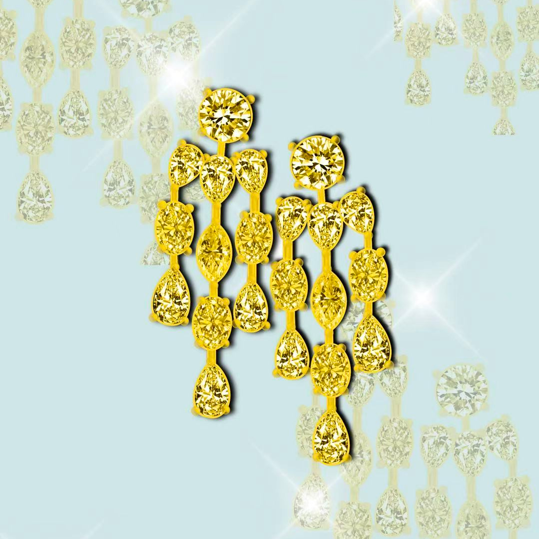 Pear Cut Yellow Sapphire Drop Earrings