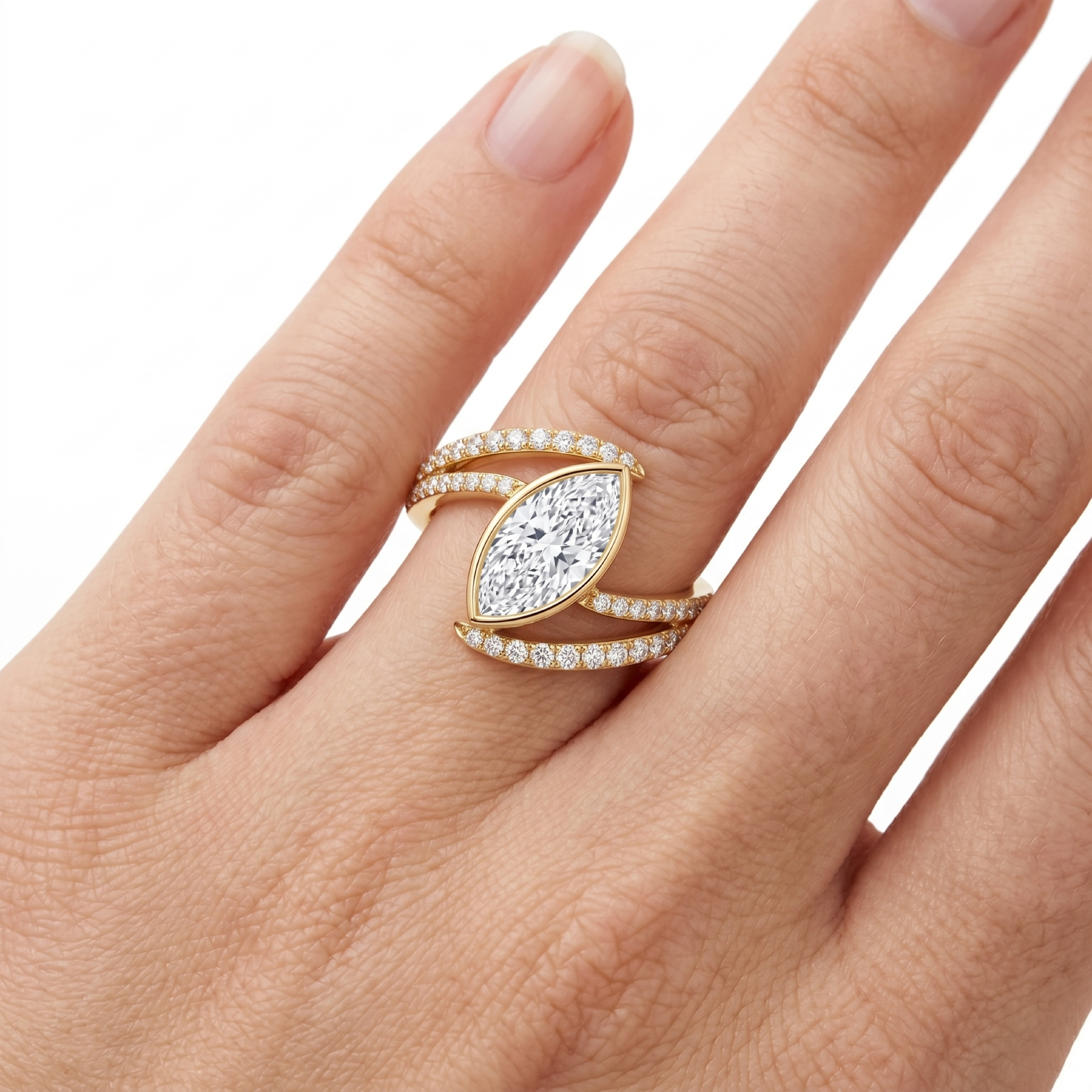 Original Design - 2ct Marquise Cut White Sapphire Engagement Ring