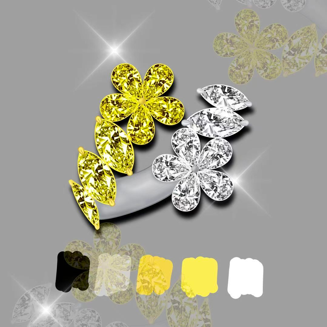 Original Design - Roundl Cut Yellow & White Sapphire Engagement Ring