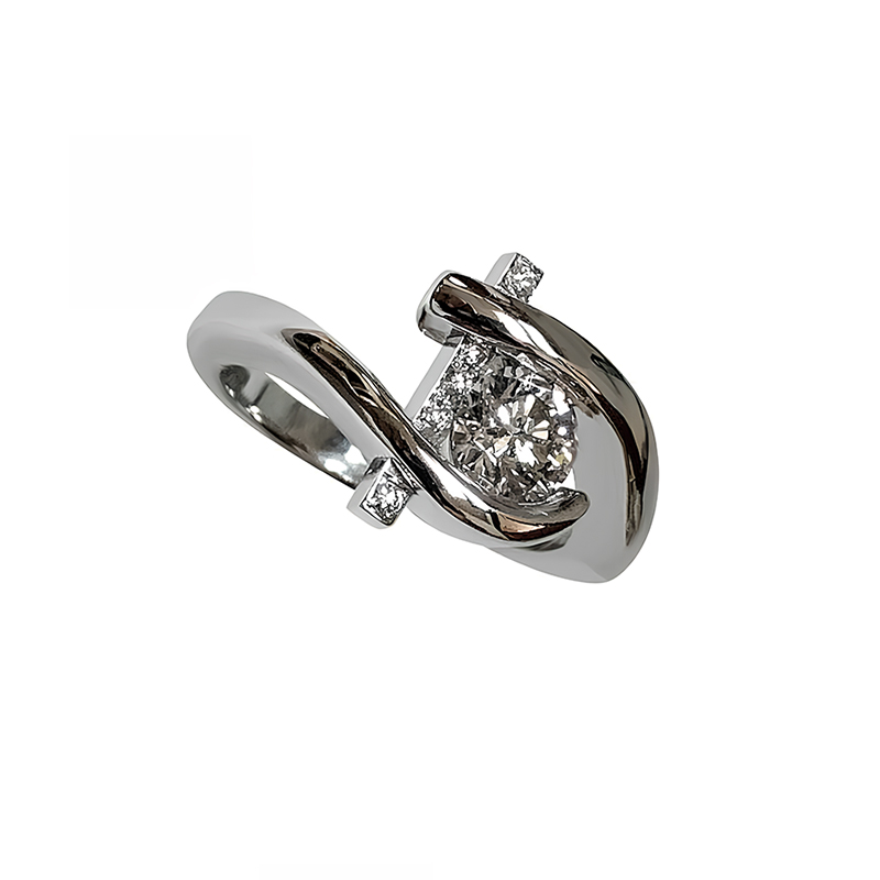 D-Shank 3ct Round Cut White Sapphire Engagement Ring