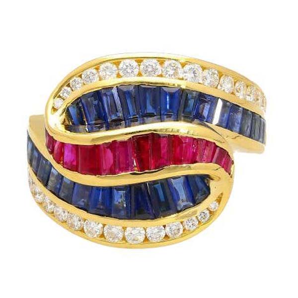 3ct Baguette&Round Cut Multi-color Cluster Cocktail Ring