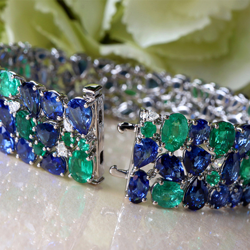 Two Tone Sapphire&Emerald Bracelet
