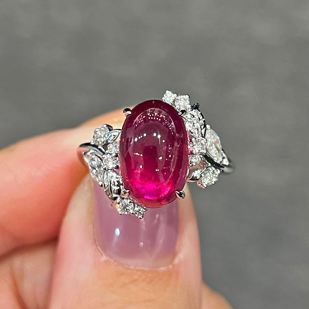 5.6ct Oval Cut Ruby Sapphire Engagement Ring
