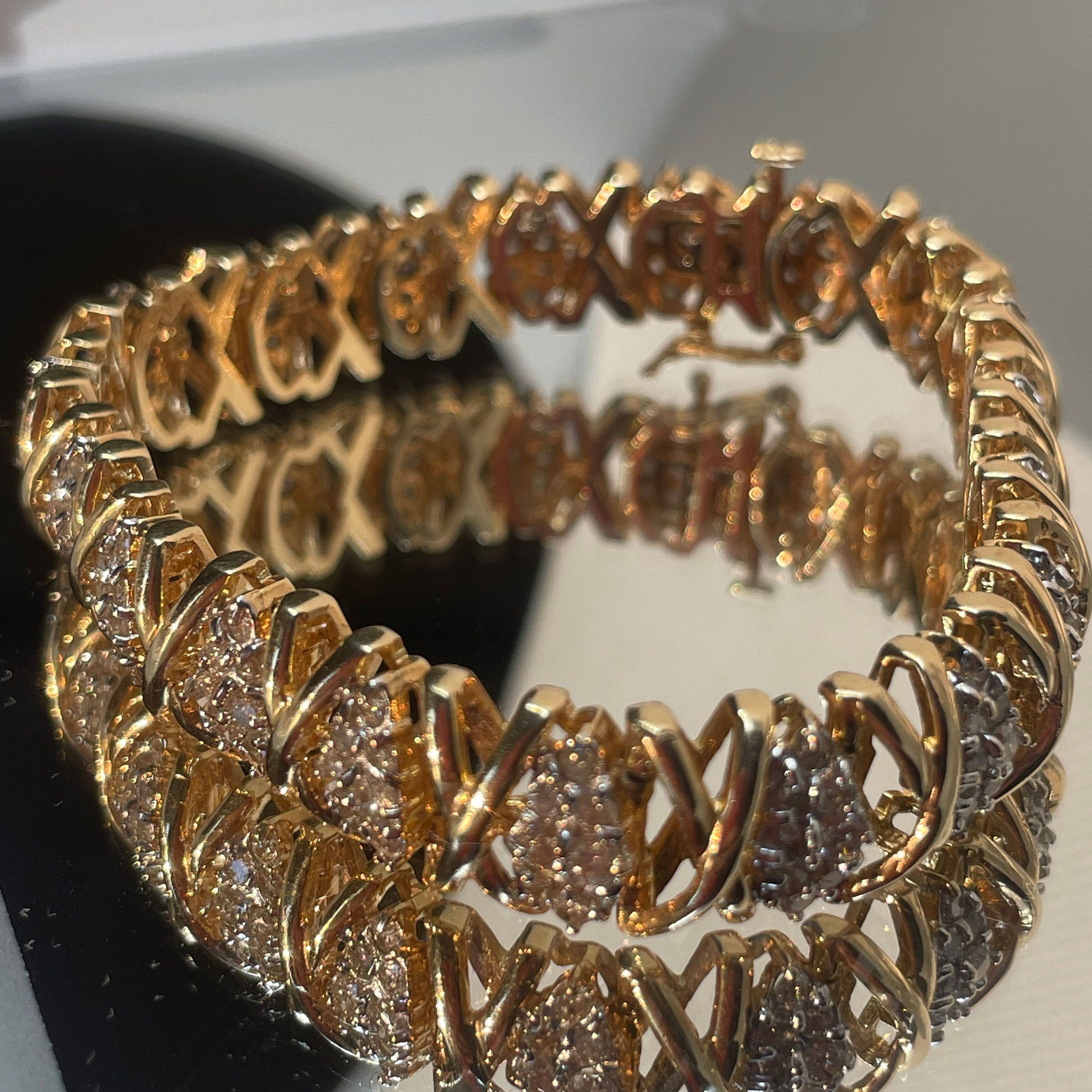 X-shape Design Round Cut Diamond Bracelet