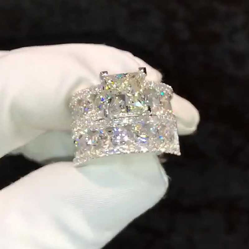 3ct Princess Cut White Sapphire Wedding Set