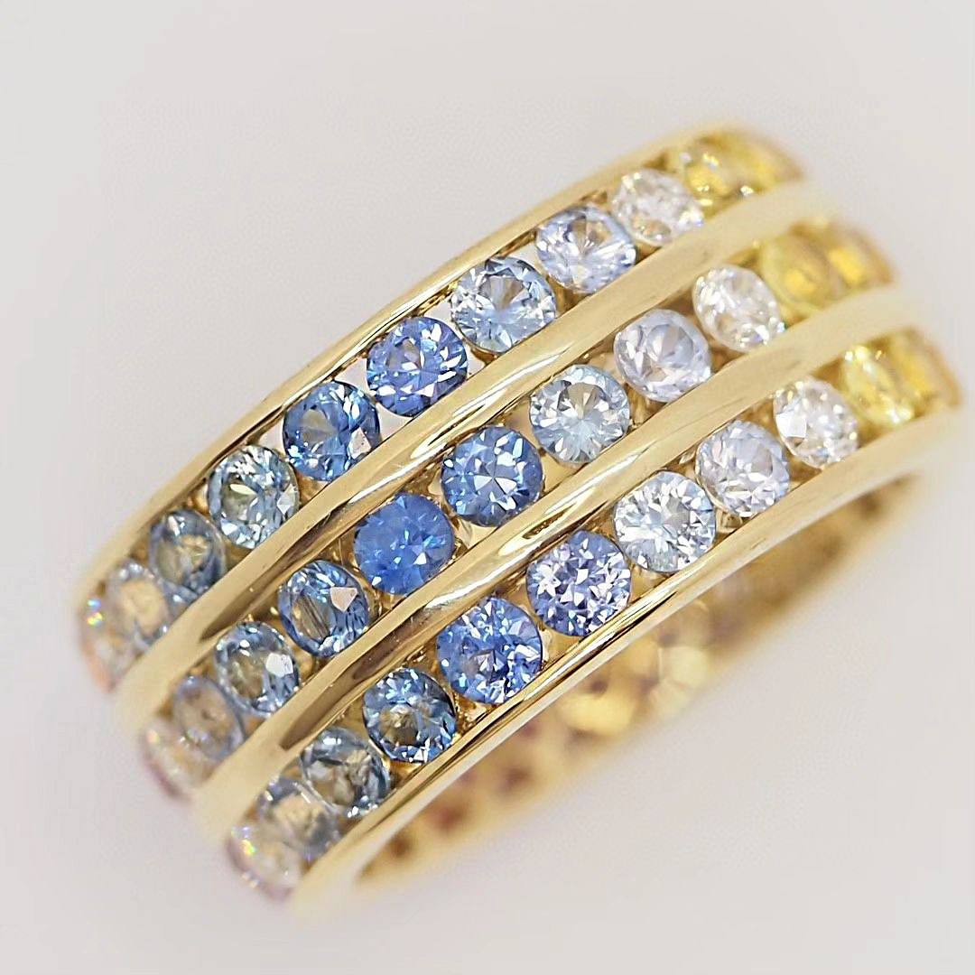 7.85ct Round Cut Rainbow Sapphire Eternity Ring